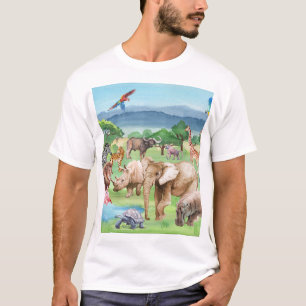 Camiseta African Wildlife: Savannah Watercolor Wallpaper.