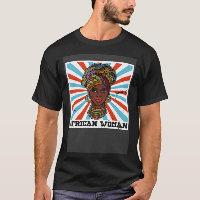 Camiseta African woman womanism ethnic earrings necklace he (Frente)