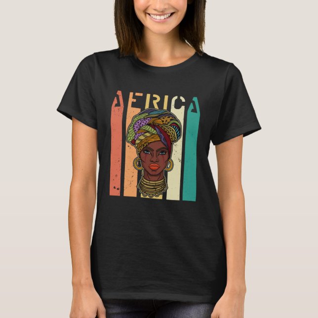 Camiseta African woman womanism ethnic earrings necklace he (Frente)