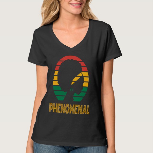 Camiseta Afro African American Phenomenal Queen, Proud woma (Frente)