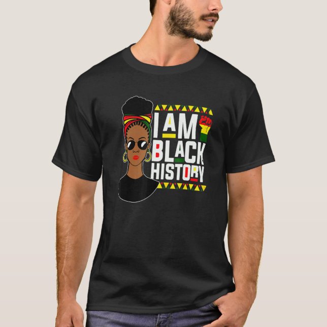 Camiseta Afro American Afrocentric I Am Black History Month (Frente)