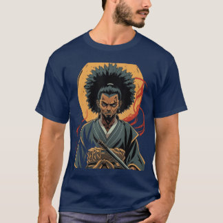 Camiseta Afro American Samurai Anime Cartoon Japanese Bushi