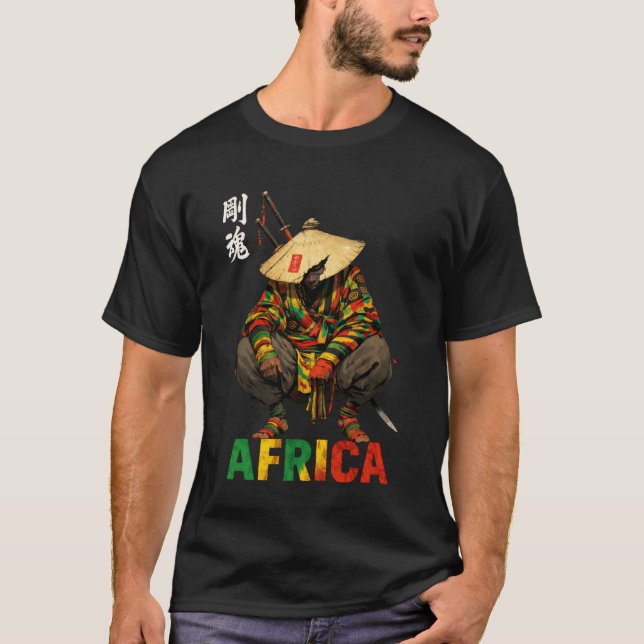 Camiseta Afro American Samurai Warrior Katana Anime Japanes (Frente)
