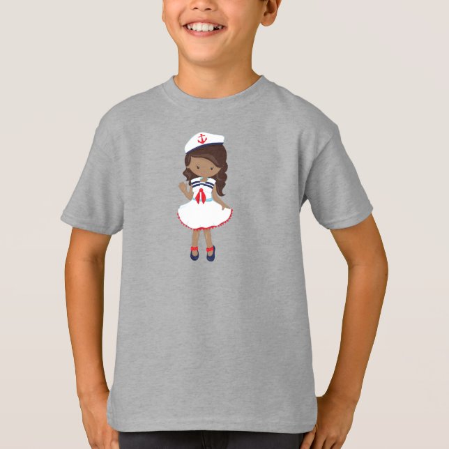 Camiseta Afro-Americana, Capitão de Barco, Capitão, Mar (Frente)