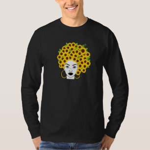 Camiseta Afro-Americana Negra Africana Flor de Girassol Afr
