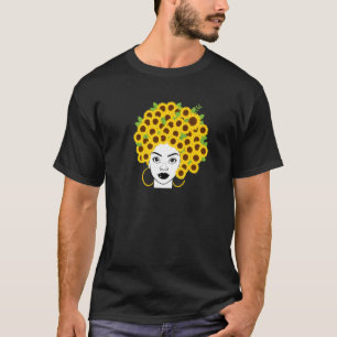 Camiseta Afro-Americana Negra Africana Flor de Girassol Afr