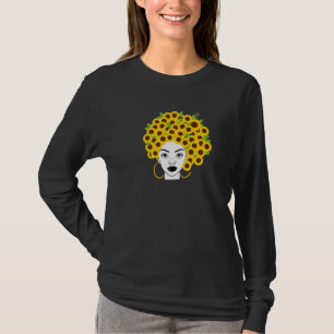 Camiseta Afro-Americana Negra Africana Flor de Girassol Afr