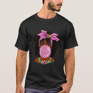 Camiseta Afro-Americana Negra Autismo de Fita