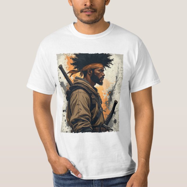 Camiseta Afro-Americano Bushido Warrior Kata (Frente)