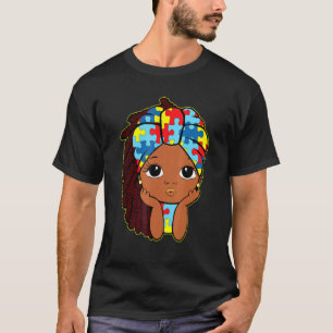 Camiseta Afro Americano Melanina Preta Menina Autista Banda