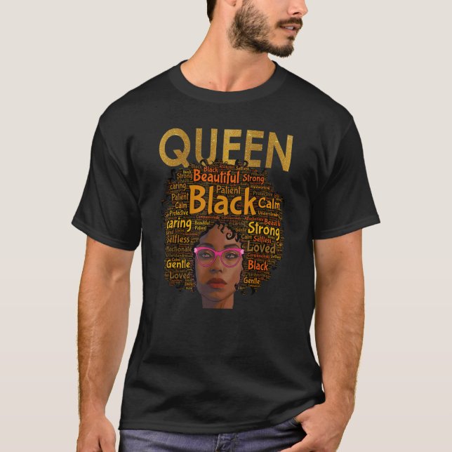 Camiseta Afro-Americano Negro Rainha Natural Mãe-Mãe (Frente)