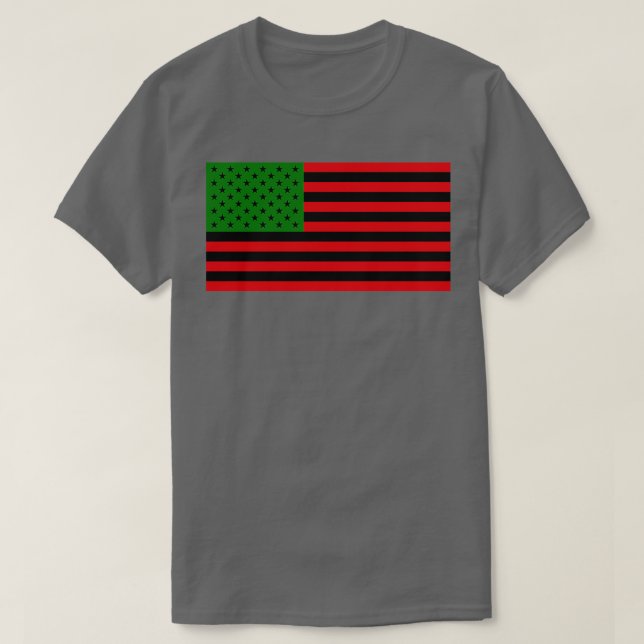 Camiseta Afro-americano Sinalizador Vermelho Negro Verde (Frente do Design)