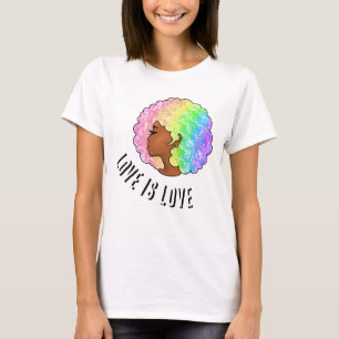 Camiseta afro arco-íris amor LGBTQ é amor orgulho garota ne