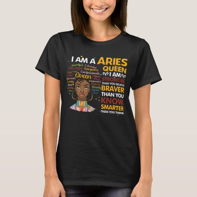 Camiseta Afro Aries rainha setembro agosto Virgo Zodiac (Frente)