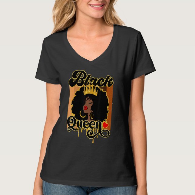 Camiseta Afro Black Melanin Queen Girl American Africano (Frente)