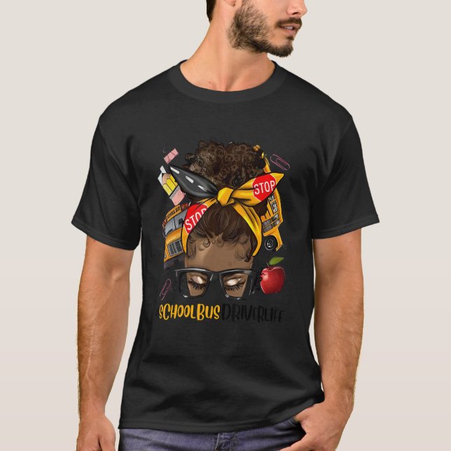 Camiseta Afro Black School Bus Life First Day (Frente)