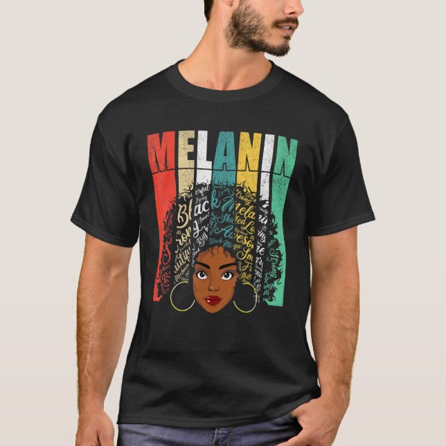 Camiseta Afro Black Women Girls Melanin T-American African (Frente)