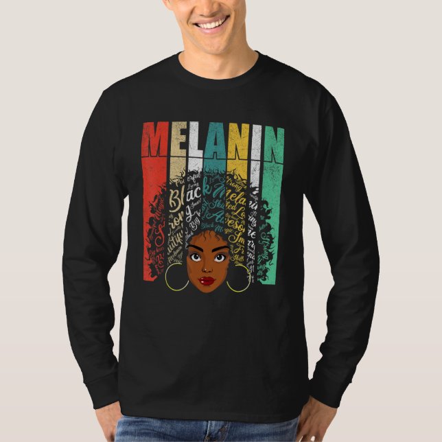 Camiseta Afro Black Women Girls Melanin T-American African (Frente)