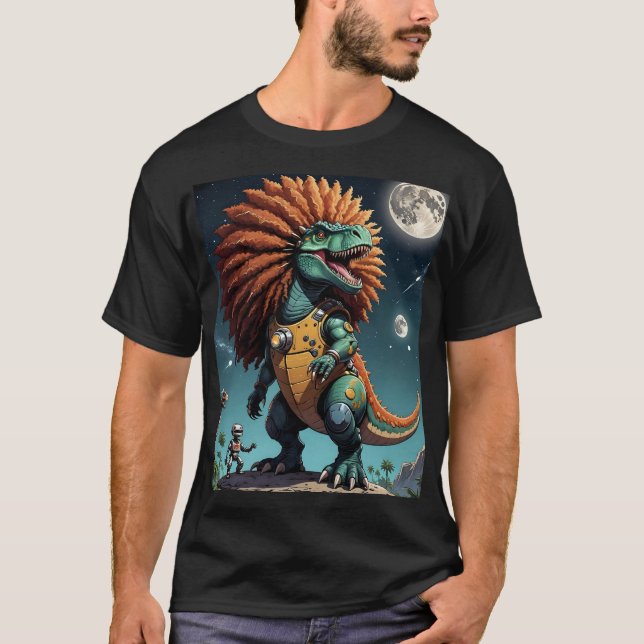 Camiseta Afro Dino Cosmic Warrior Tee (Frente)