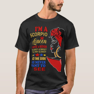 Camiseta Afro Diva Rainha Negra Coroa Zodiac Scorpio Birthd