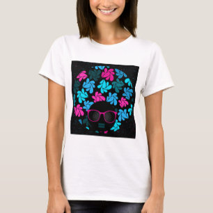 Camiseta Afro Diva Turquesa & Rosa Vibrante