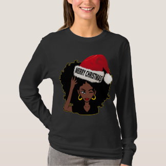 Camiseta Afro Diva Winking Eye Feliz Natal Melanin Quee