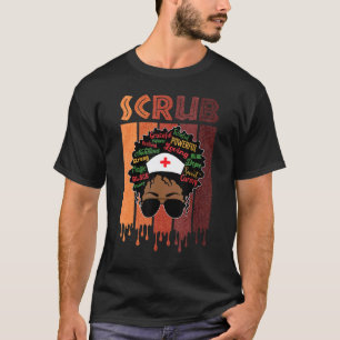 Camiseta Afro Enfermeira Scrub Queen Dia dos Enfermeiros Mê