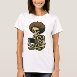 Camiseta Afro Gamer Skeleton Jogando Vídeo Jogo Retro Engra