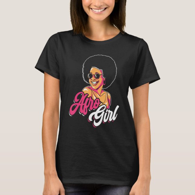 Camiseta Afro Girl Afrocentric Black Pride Afro Hair 1 (Frente)