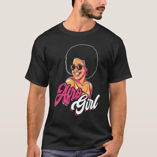 Camiseta Afro Girl Afrocentric Black Pride Afro Hair 1 (Frente)