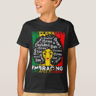 Camiseta Afro Girl Happy Kwanzaa Patrimônio Africano Americ