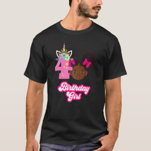 Camiseta Afro Girl no 4º aniversário Black Girl African Ame