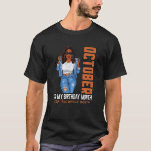 Camiseta Afro Girl Outono É Meu Aniversário Yep O Luar Inte
