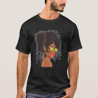 Camiseta Afro Hair Jamaica Women Black Melanin Jamaican Fl