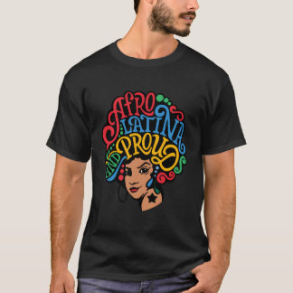 Camiseta Afro Latina Orgulhosa Mulheres Hispânicas Patrimôn