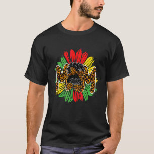 Camiseta Afro-Leopardo Mensageiro Mamãe Girassol Bonita Luv