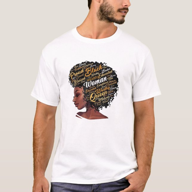 Camiseta Afro Melanin Queen Tee Forte África Natural Negra (Frente)