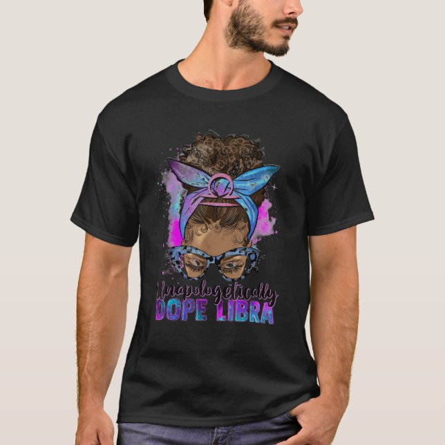 Camiseta Afro Messy Bun Dope Libra T Shirt (Frente)