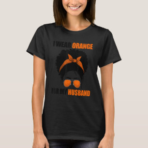 Camiseta Afro Messy Bun Leukemia Eu Visto Laranja Para O Me