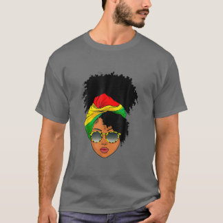 Camiseta Afro-Mulher Cabeceira Nubiana Melanin Preto