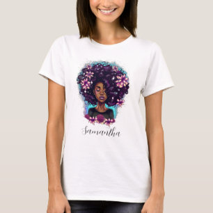 Camiseta Afro-Mulher Floral