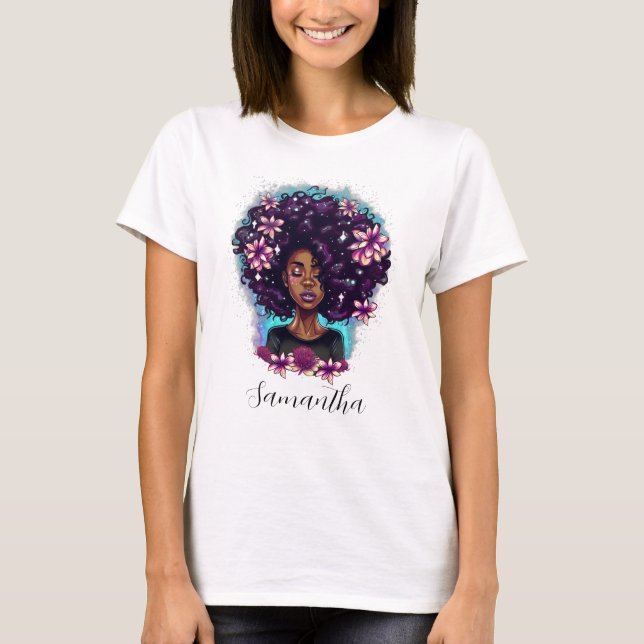 Camiseta Afro-Mulher Floral (Frente)