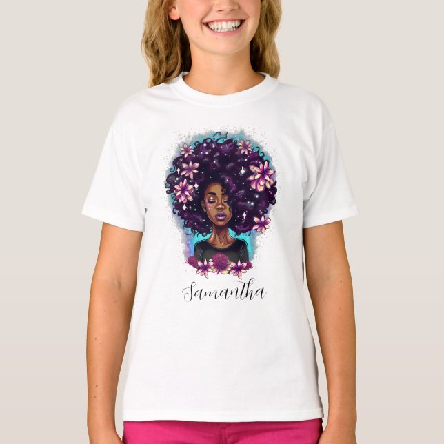 Camiseta Afro-Mulher Floral (Frente)