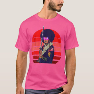 Camiseta Afro-Mulher Samurai Estilo Japonês Art Black Woman