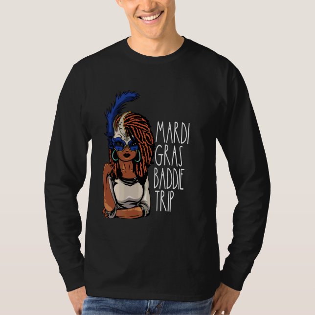 Camiseta Afro-Negra Mardi Gras Baddie Trip Melanin Ne (Frente)