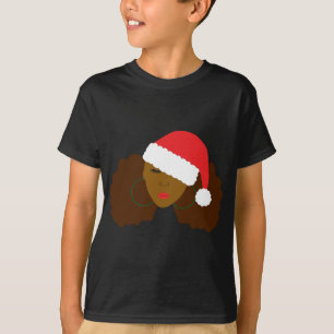 Camiseta Afro Puff Girl Papai Noel Natal