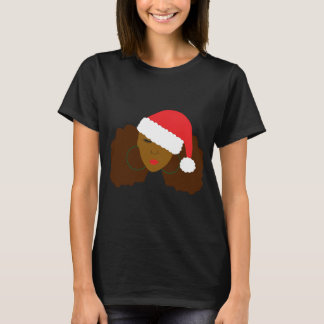 Camiseta Afro Puff Girl Papai Noel Natal
