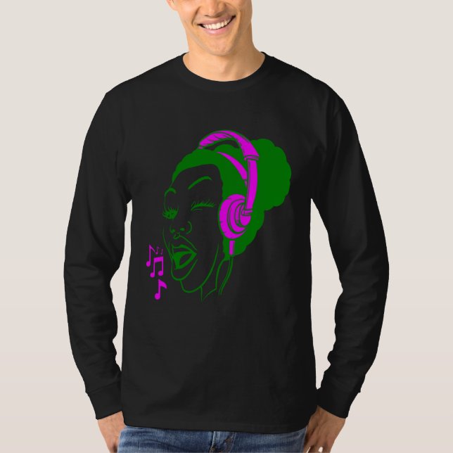 Camiseta Afro puff  girl singing  for teens and women (Frente)