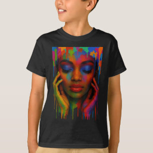Camiseta Afro Queen Black Pride Girls Mulheres Pintam Junet