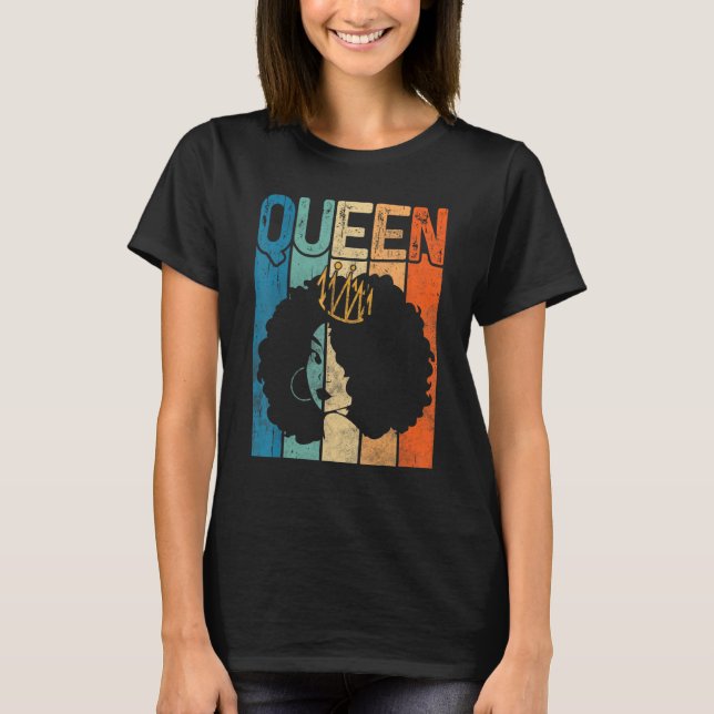 Camiseta Afro Queen Melanin Black Woman Magic Black History (Frente)